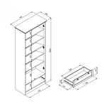 Kleiderschrank mit 2 Türen und einer Schublade, Farbe Altholz Eiche 80x200H cm - Tiberio