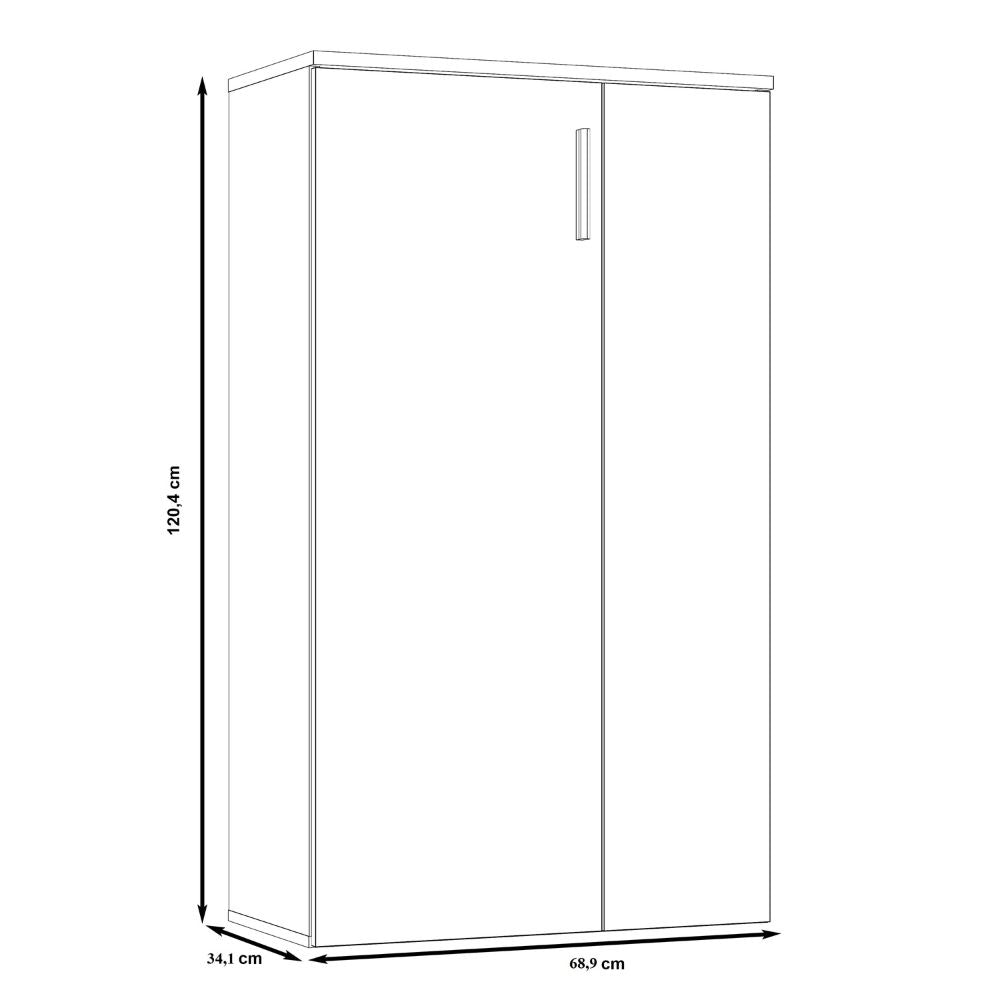 Meuble à chaussures polyvalent à 2 portes et 5 étagères couleur blanche 69x34x120H Lucio