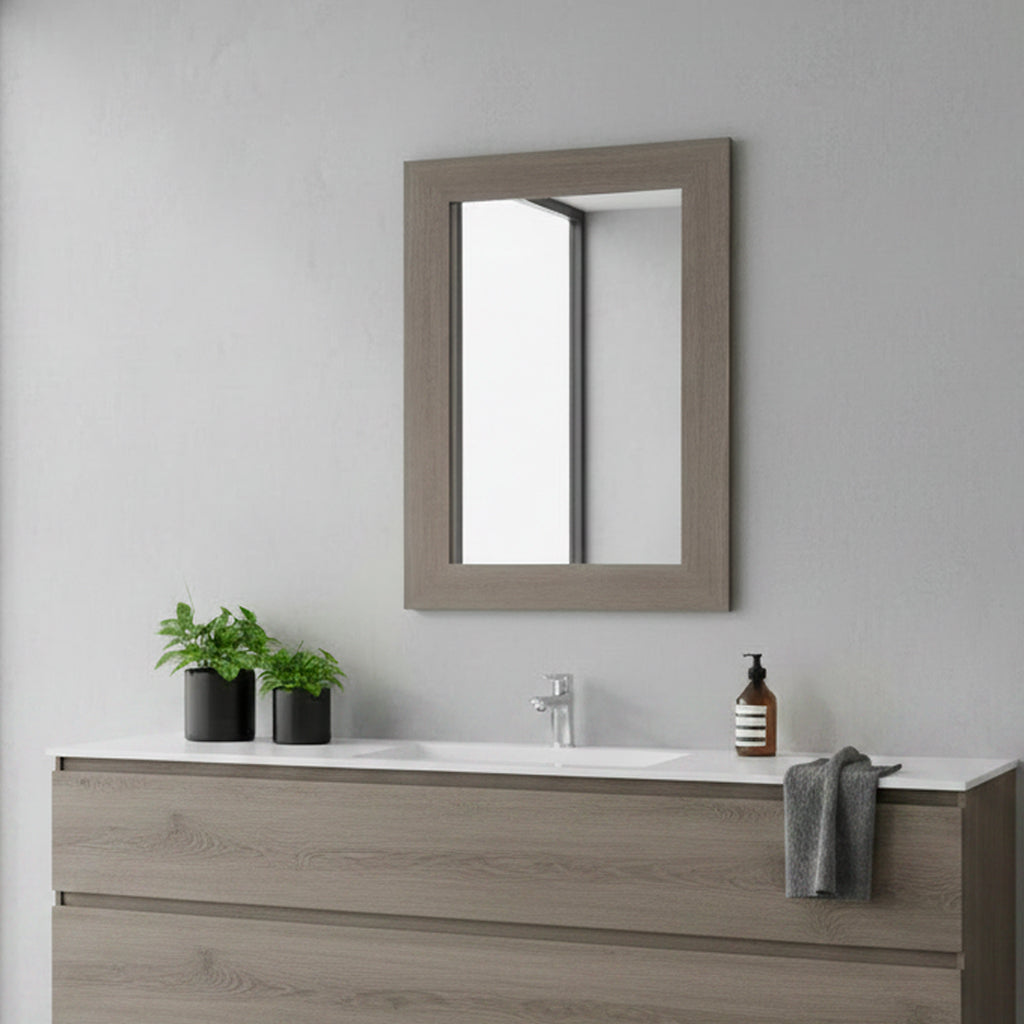 Specchiera rettangolare con cornice larice grigio 102x65 cm. Loto