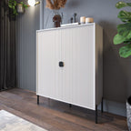 Hocher Schrank mit 2 Türen und geriffelten Fronten in Kaschmir matt 103,6x129,4H cm - Lotus