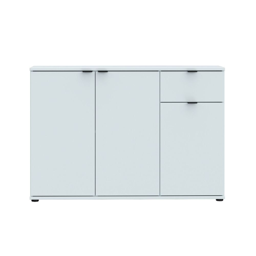 GNMK231L-U58 MEHRZWECK-UNTERSCHRANK MIT DREI TÜREN + 1 SCHUBLADE, HELLGRAU, B120CM
