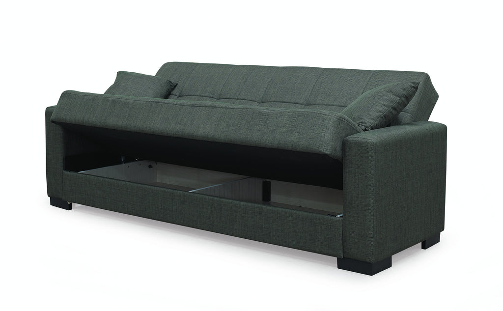 Schlafsofa 3-Sitzer mit Stauraum olivgrüner Stoff 225 cm - Malpensa