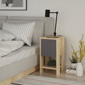 Comodino con anta ribalta colore rovere e antracite 30x55H cm - Ema