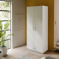 Armoire 2 portes 1 tiroir coloris blanc 89x54x210.5H Arcadia