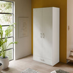 Armoire 2 portes 1 tiroir coloris blanc 89x54x210.5H Arcadia