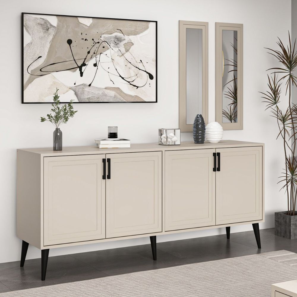 Madia 180x45x80H con due specchi a parete colore cashmere Prime