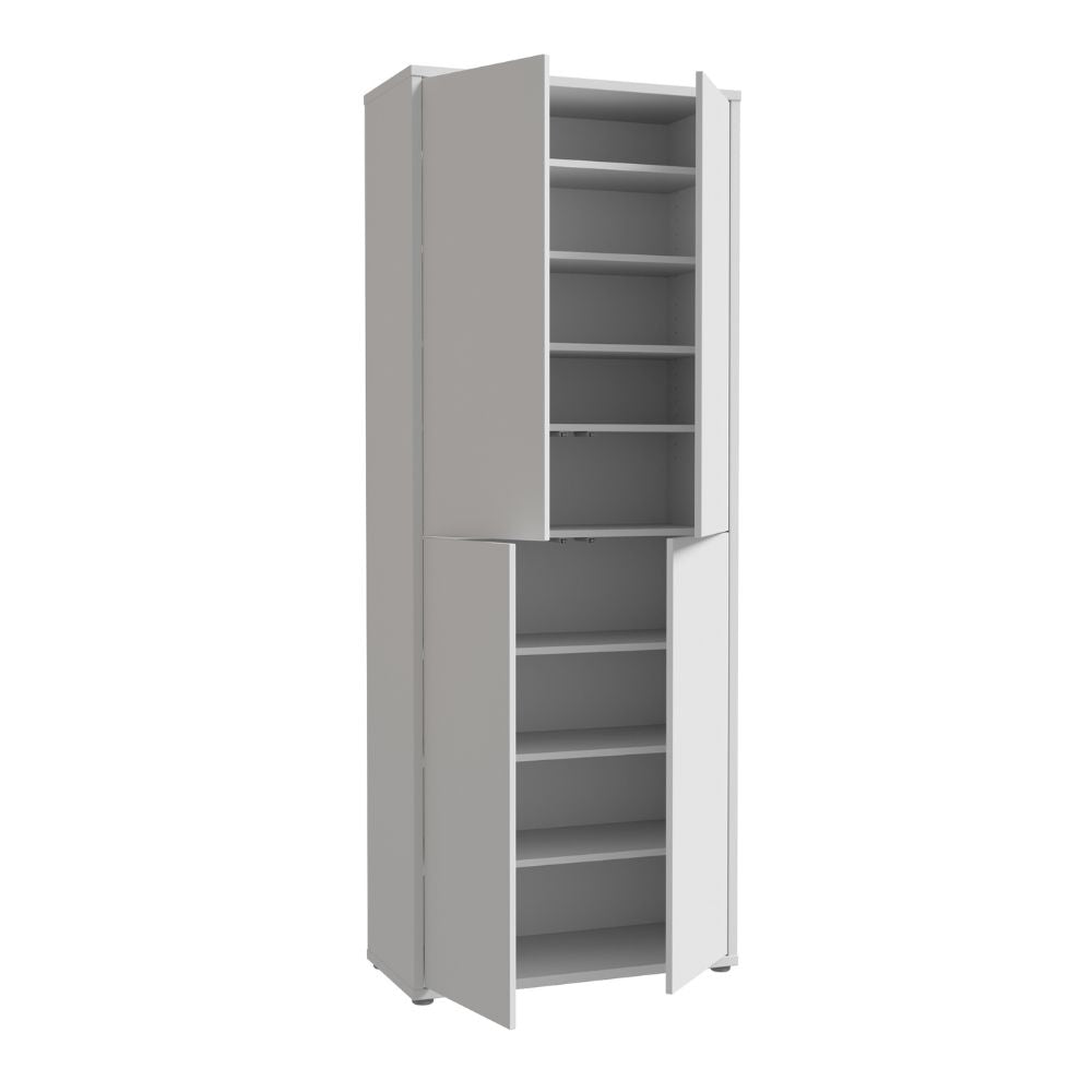 Armoire multi-usage 4 portes 74.5x35x192 coloris gris clair Medea