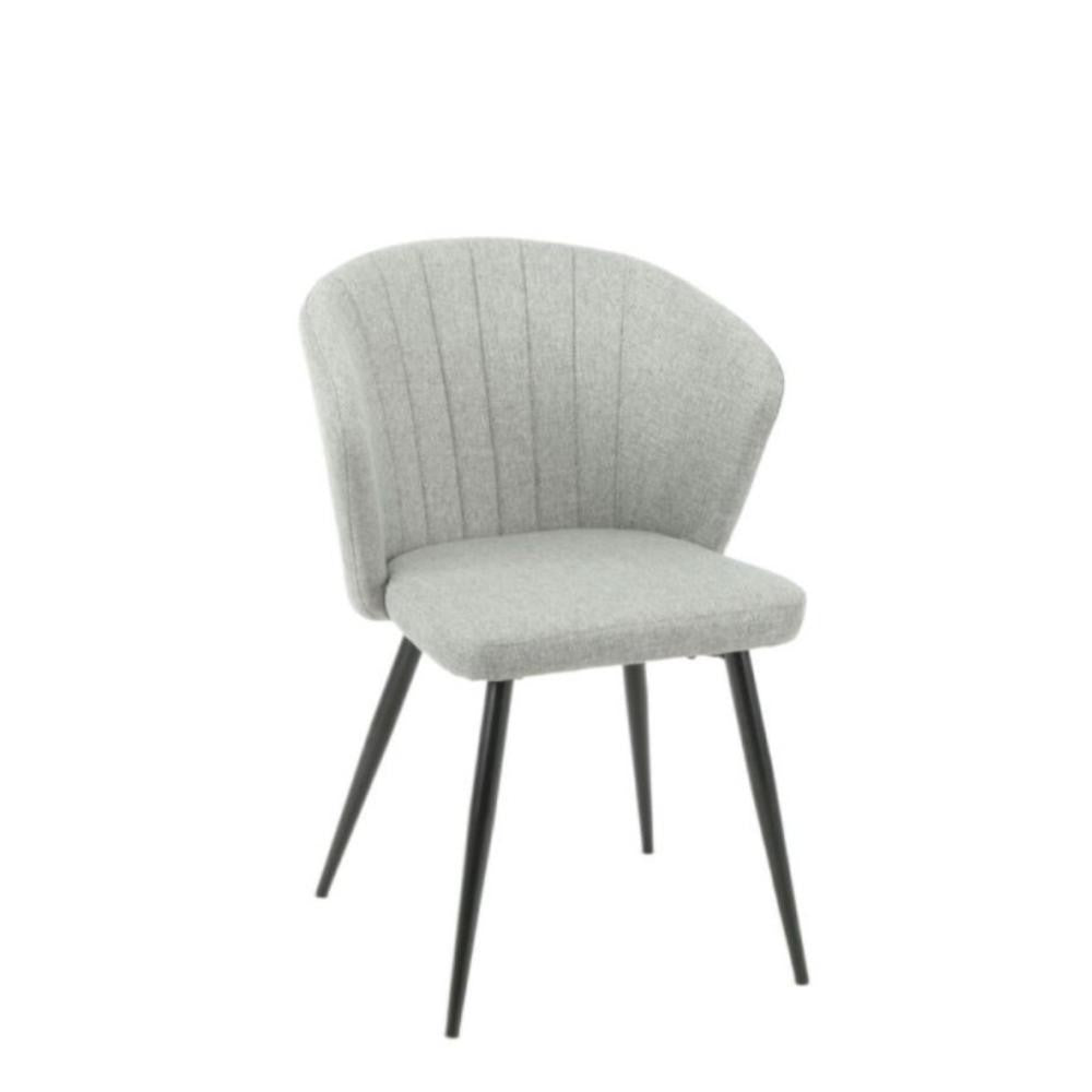 Lot de 2 chaises en tissu gris et pieds en métal noir - Krid