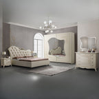 Camera da letto beige con armadio scorrevole serigrafato Marsida