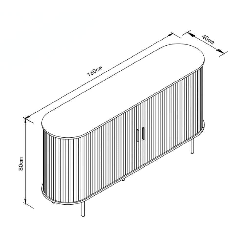 Madia con ante scorrevoli listellate colore rovere oak 160x40x80H Kajsa51B
