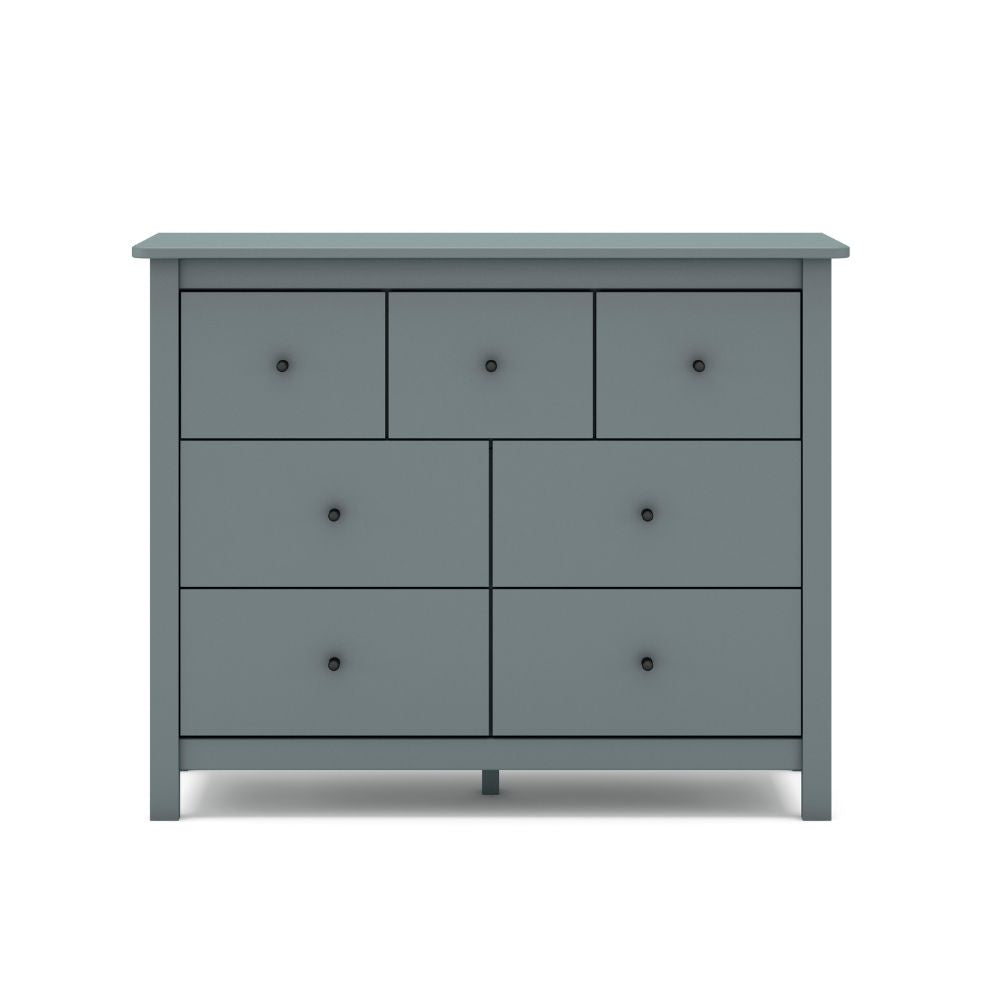 Kommode aus Massivholz mit 7 Schubladen, Khakigrün, 110x40x80H cm – Missy