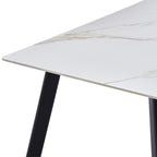 Tavolo rettangolare 180x90 in ceramica effetto marmo bianco lucido e oro con gambe in metallo nero Imperial