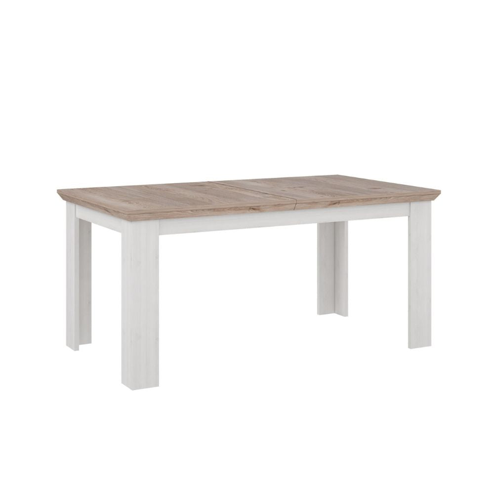 Tavolo allungabile con gambe squadrate colore rovere e bianco Forma