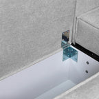 Divano angolare grigio con letto Easy Open, contenitore e penisola reversibile Emily