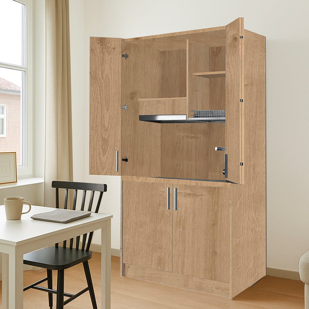 Cucina salvaspazio a scomparsa con elettrodomestici colore rovere 125x62x208H - Fold Evolution
