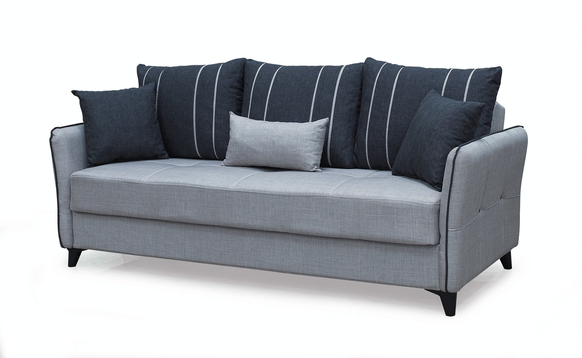 Divano letto 3 posti con contenitore e cuscini 210 cm grigio - Panama
