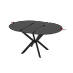 Tavolo rotondo allungabile nero ardesia con gambe nere in metallo 110x110x76H Diano