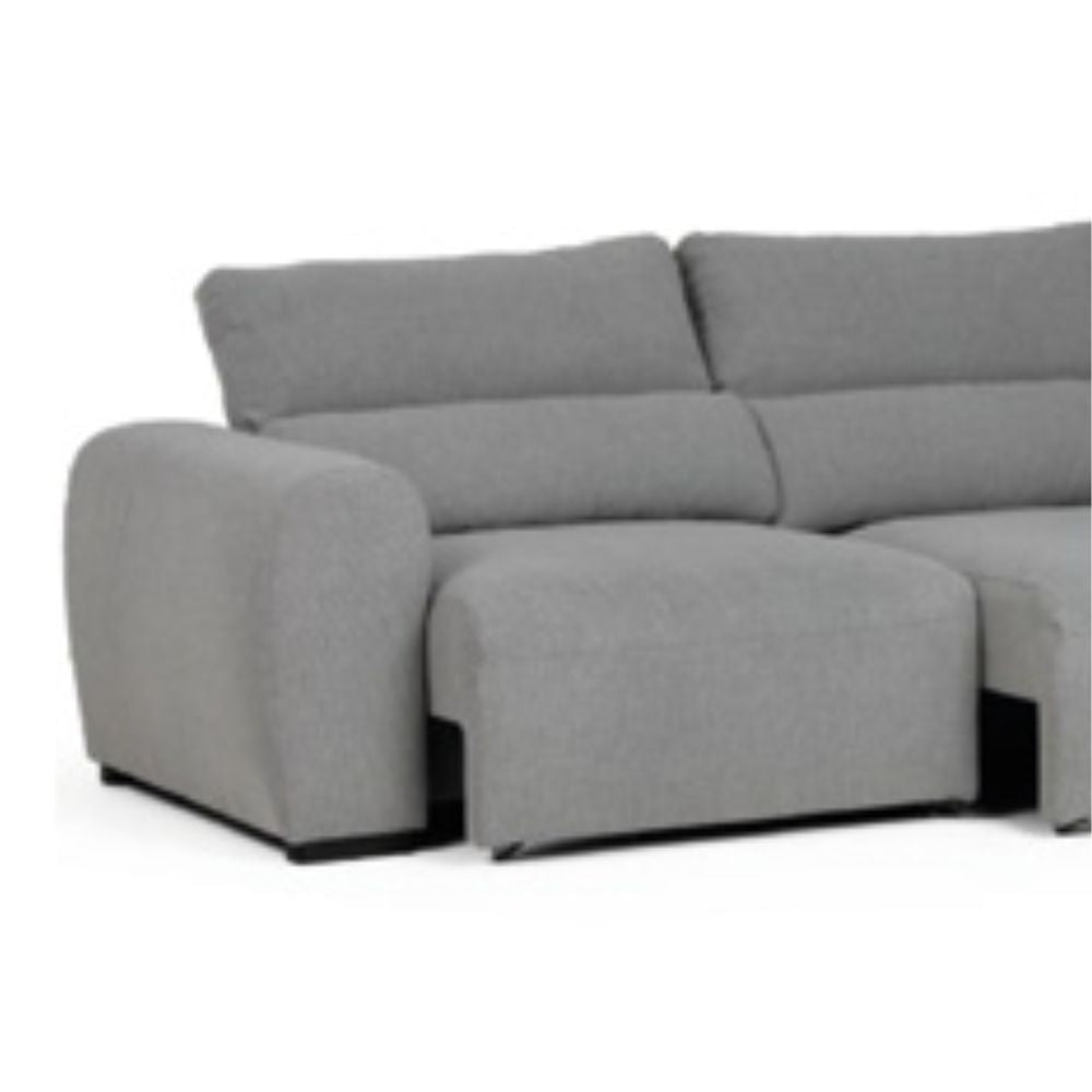 Canapé 2 places extra large avec assise coulissante en tissu couleur taupe 251 cm - Leora