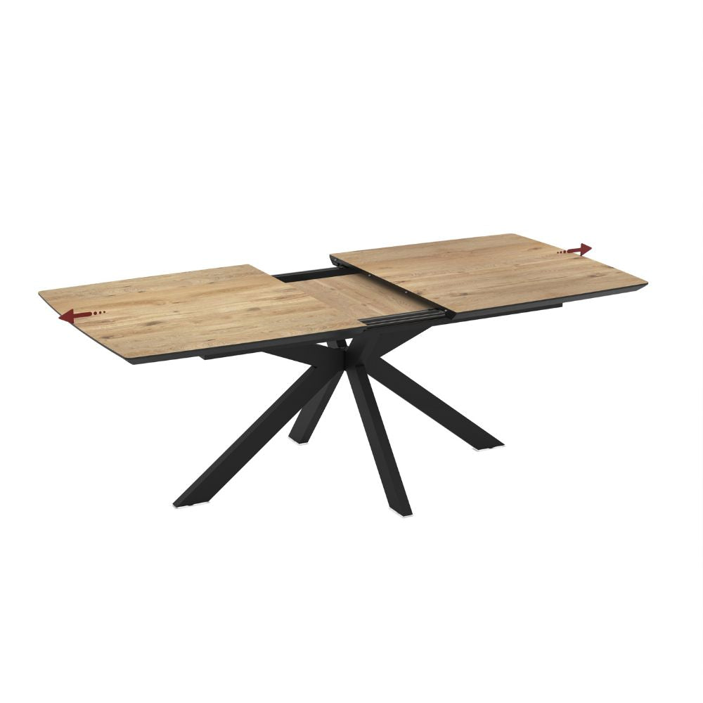 Table extensible plateau chêne et piètement noir 180/240x100x76H Verano