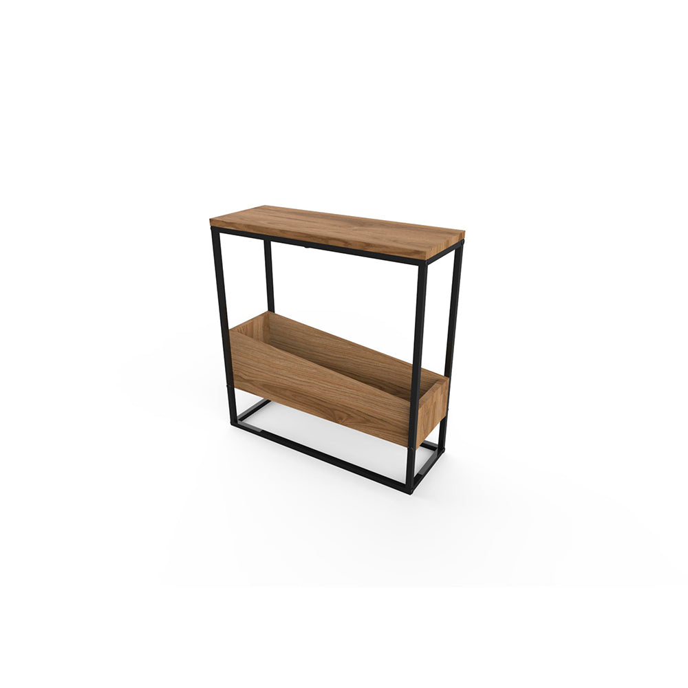 MSH294002 TABLE BASSE LIDO CHÊNE DEEP OUD ET STRUCTURE MÉTAL NOIR