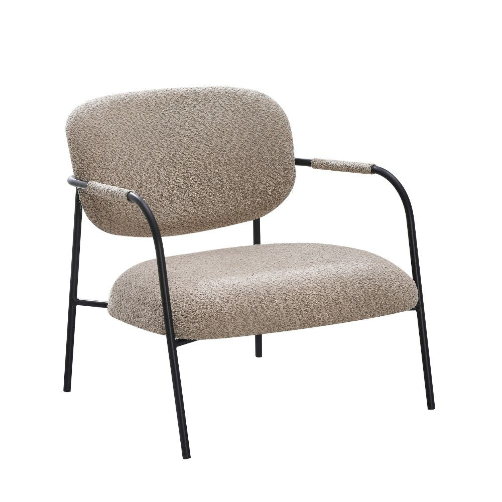 Fauteuil en tissu bouclette et structure en métal Nat tourterelle