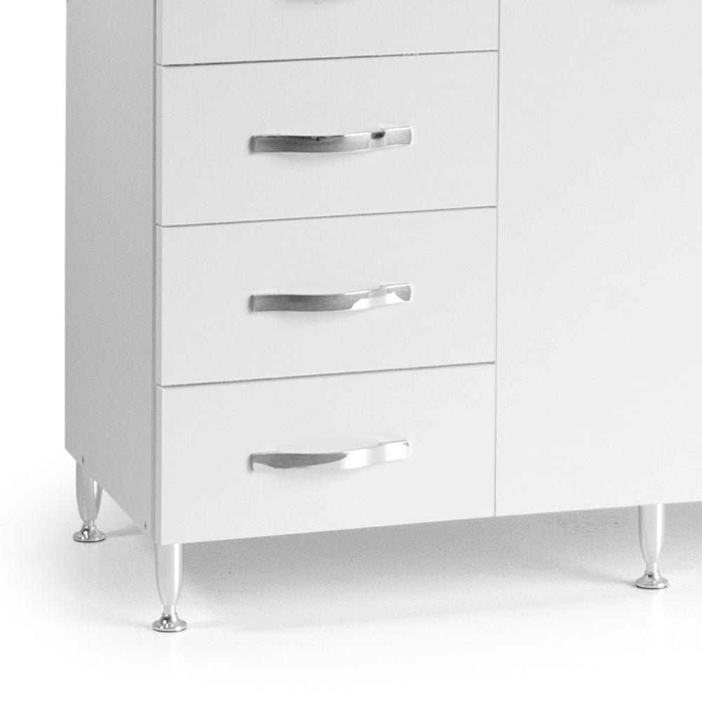 Base sottolavello con cassettiera colore bianco frassinato 120x85H cm destro