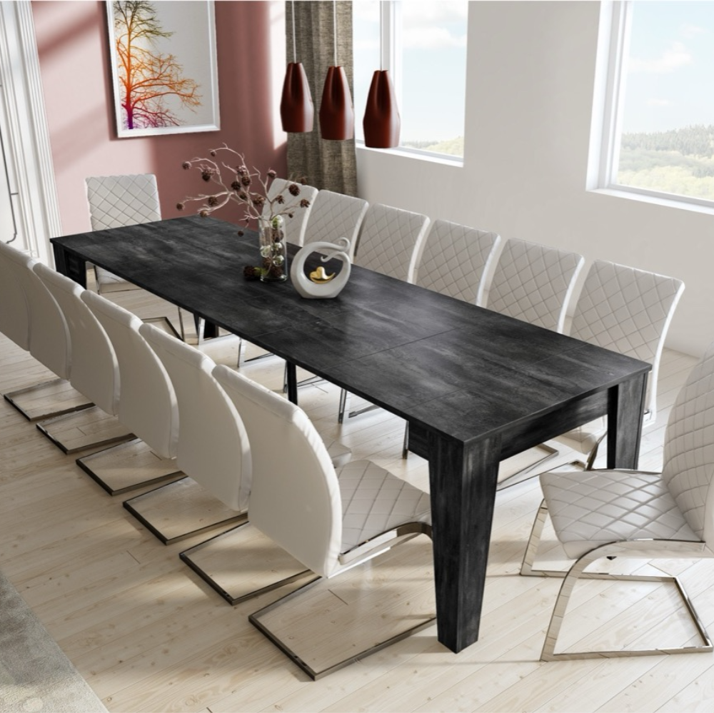 Console extensible 90x53,6x75,2H cm couleur gris ciment Petra