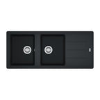 Lavello incasso 2 vasche con gocciolatoio reversibile fragranite nero 116x50 BFG621 Franke