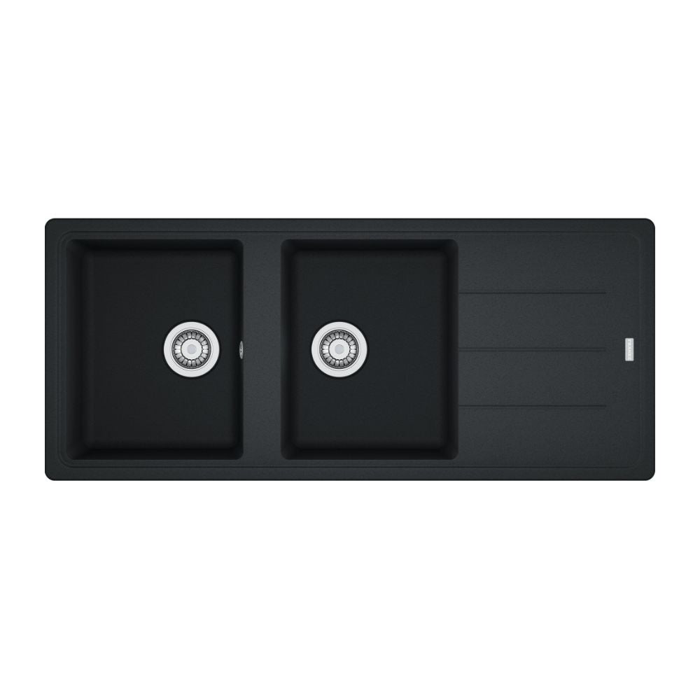 Lavello incasso 2 vasche con gocciolatoio reversibile fragranite nero 116x50 BFG621 Franke