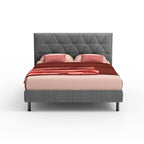 Letto matrimoniale con contenitore e testiera trapuntata colore grigio - Cody