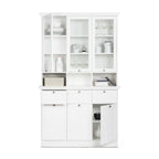 VITRINENSCHRANK 3 Glastüren+offene Fächer+3 Schubladen+3 untere Türen WEISS (001791)