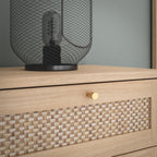 Cassettiera 3 cassetti in rovere con dettagli effetto Rattan 90.4x41.4x80H Livia