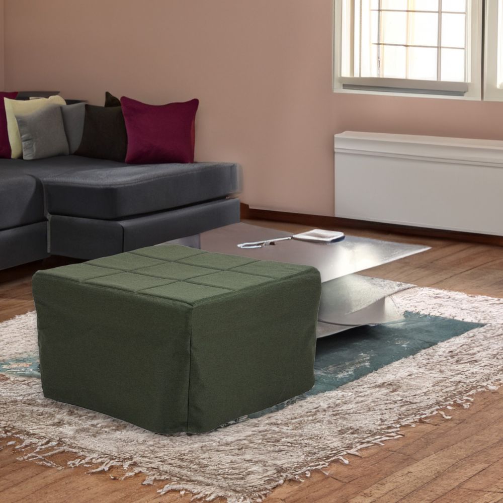 Pouf convertible en lit revêtement en tissu couleur vert foncé - Vega