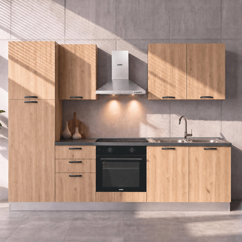 Cucina completa con elettrodomestici e piano a induzione colore rovere lis Asti255 Industrie Valentini