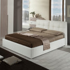 Letto matrimoniale con contenitore e testiera colore bianco - Melia