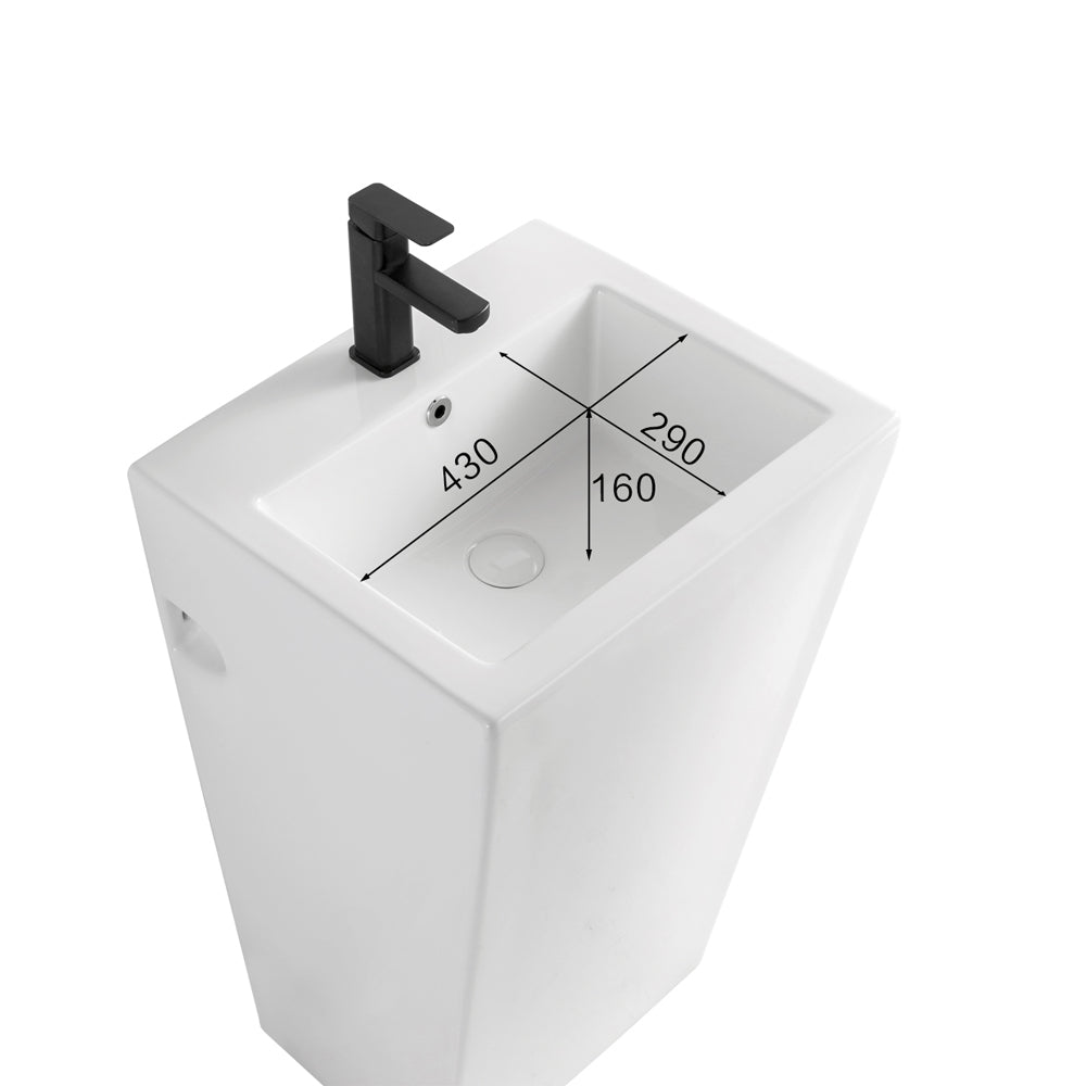 Lavabo autoportant rectangulaire en céramique blanc 53x46,5x86,5 LAV303