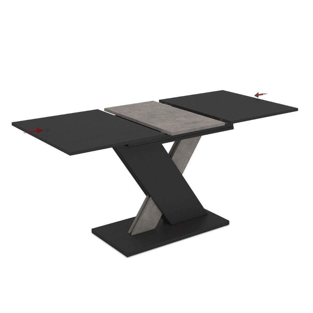 Tavolo allungabile colore nero con dettaglio cemento 120x75 cm Axi