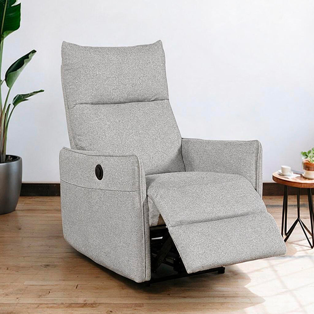 Poltrona relax con recliner elettrico in tessuto grigio Melany