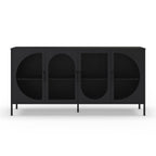 Metall Sideboard mit 4 Gittertüren, schwarz, 160x40x90H Tayra