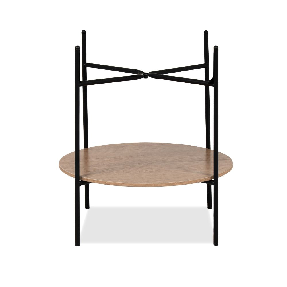 Tavolino tondo multifunzionale con vano contenitore artisan rovere e nero Ø 49,5 cm Trelleborg88B