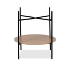 Tavolino tondo multifunzionale con vano contenitore artisan rovere e nero Ø 49,5 cm Trelleborg88B