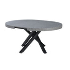 Tavolo rotondo allungabile con piano colore cemento e gambe nere 120x75H cm - Mooni