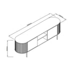 Mobile porta Tv colore rovere oak con top effetto travertino e laterali listellati 160 cm Fabia56B