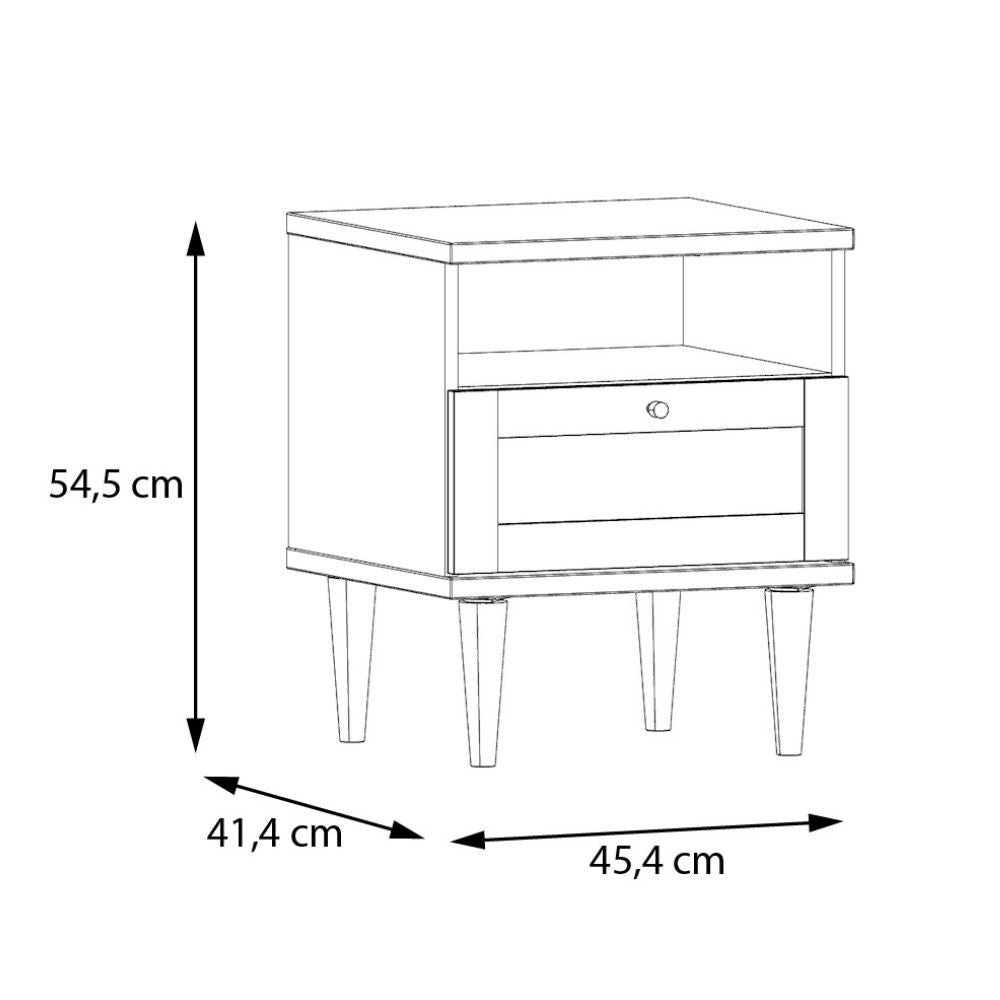 Comodino 1 cassetto in rovere con dettaglio effetto rattan 45.4x41.4x54.5H Livia