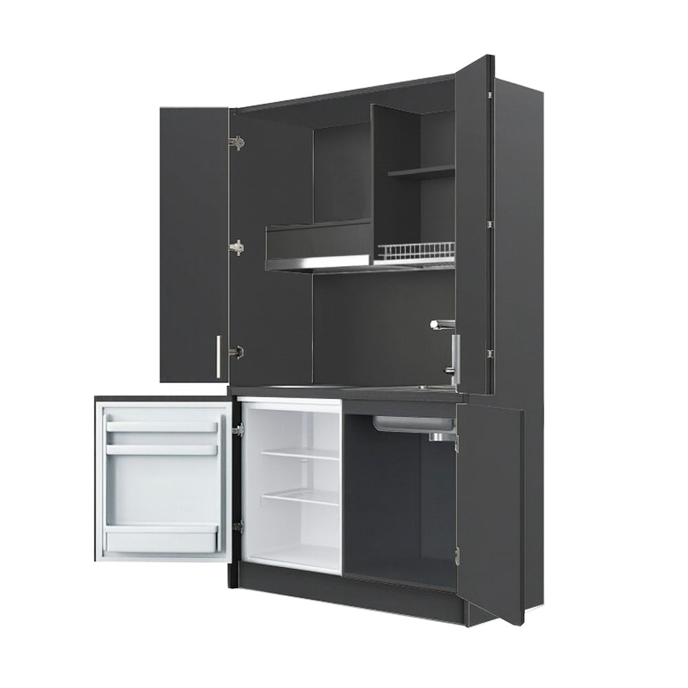 Cuisine escamotable compacte avec électroménager couleur anthracite 125x62x208H - Fold Evolution
