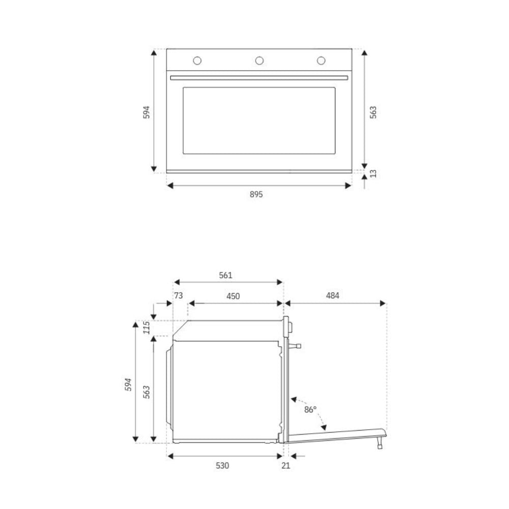Großer Backofen 90 cm Einbau Bertazzoni F909PROEKN Multifunktion Kohlefarbe Klasse A