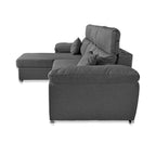 Divano con penisola contenitore rivestito in tessuto colore grigio - Como II