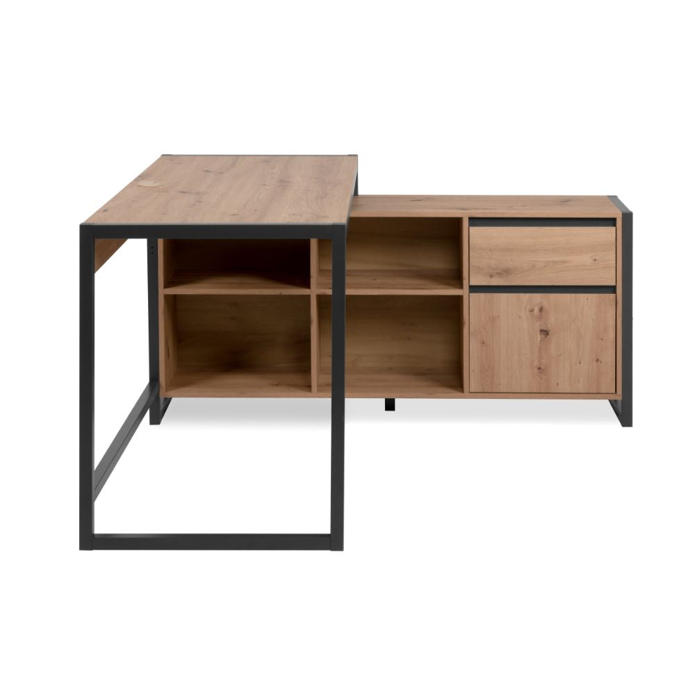 Scrivania angolare 142x139 cm reversibile colore quercia e antracite - Denver