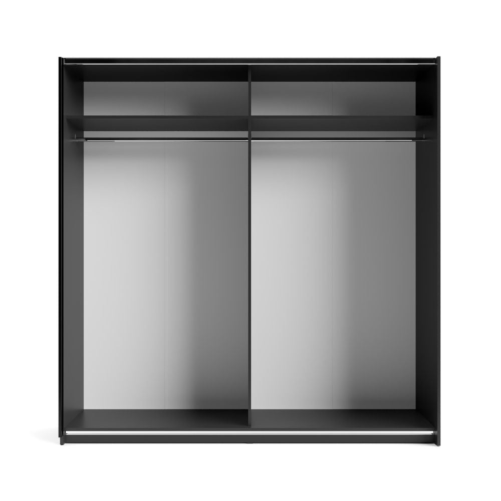 Armadio due ante scorrevoli Metropol colore antracite e inserti rovere - 200x58,1x204,5H