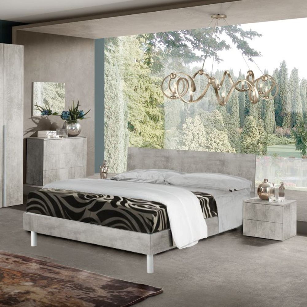 Camera Urano con armadio 6 ante battenti e letto in legno colore ossido